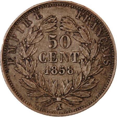 NAPOLEON III - 50 CENTIMES ARGENT 1858 A PARIS