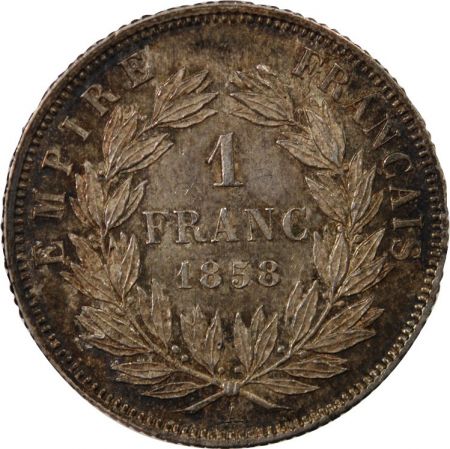 NAPOLEON III  TÊTE NUE - 1 FRANC ARGENT 1858 A PARIS