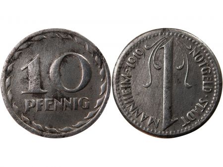 Nécessité  Allemagne  Mannheim - 10 Pfennig 1919