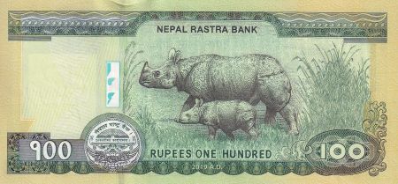 Népal 100 Rupees - Montagne - Rhinocéros - 2019 - P.NEW