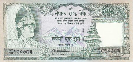 Népal 100 Rupees - Roi B.B. Bikram - Rhinocéros - (1983-1987)