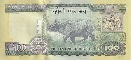 Népal 100 Rupees - Roi Gyanendra Bir Bikram - Rhinocéros - 2005 - P.57