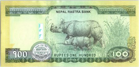 Népal 100 Rupees 2015 - Mont Everest, Rhinocéros
