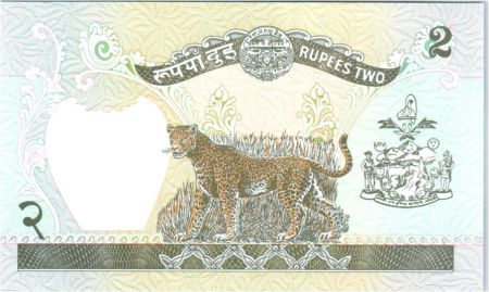 Népal 2 Rupees, Roi Birendra Bir Bikram - Léopard - 1981 - P.29 b