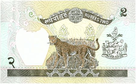 Népal 2 Rupees, Roi Birendra Bir Bikram - Léopard - 1987 - P.29 e