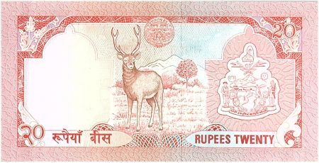 Népal 20 Rupees,   Roi B.B. Bikram - Antilopes - 1985 - P.32.a