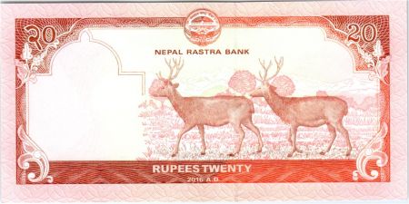 Népal 20 Rupees, Mont Everest - Cerf - 2016 ( 2017)