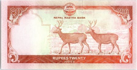 Népal 20 Rupees 2016 - Mont Everest, Antilopes