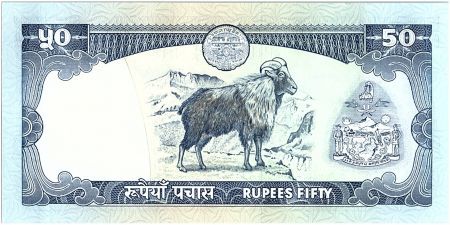 Népal 50 Rupees,   Roi B.B. Bikram - Tahr - 1985 - P.33.b