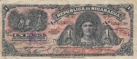 Nicaragua 1 Peso Portrait de Femme - 1906 - TB + - P.35