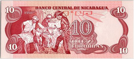 Nicaragua 10 Cordobas,  Andres Castro - 1979