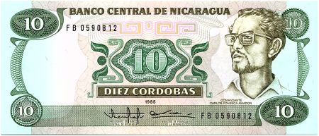 Nicaragua 10 Cordobas,  Carlos Fonseca Amador - 1988