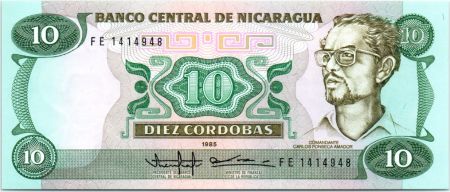 Nicaragua 10 Cordobas Commandant Carlos Fonseca Amador - 1985 (1988)