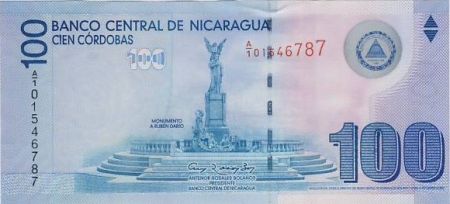 Nicaragua 100 Cordobas,  A Rubben Dario - Cathédrale de Leon - 2007