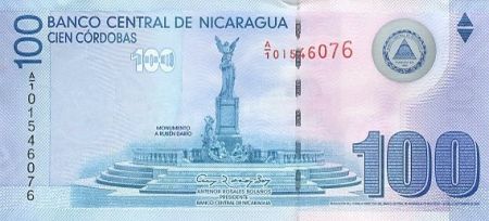 Nicaragua 100 Cordobas,  A Rubben Dario - Cathédrale de Leon - 2007