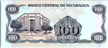 Nicaragua 100 Cordobas,  Rigoberto Lopez Perez - 1988