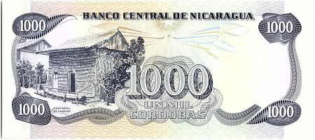 Nicaragua 1000 Cordobas,  Général A. C. Sandino - 1987