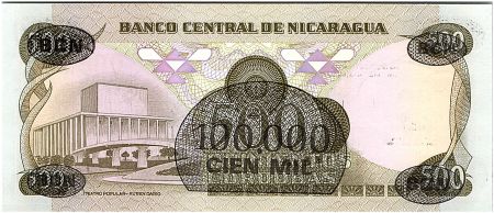 Nicaragua 100000 Cordobas sur 500 Cordobas,  Ruben Dario - 1987