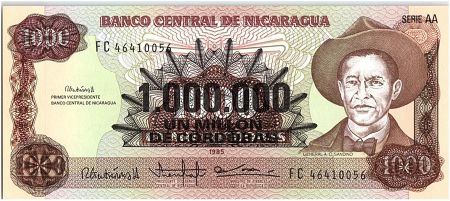 Nicaragua 1000000 Cordobas sur 1000 Cordobas,  Général A. C. Sandino - 1990