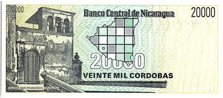 Nicaragua 20000 Cordobas,  Cleto Ordonez - 1989