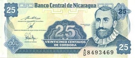 Nicaragua 25 Centavos F.H. Cordoba - Fleur, Armoiries