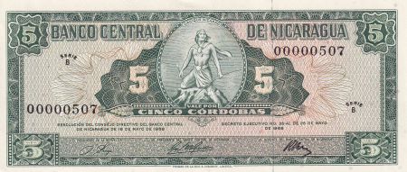 Nicaragua 5 Cordobas,  Cacique Nicaroa - 1968