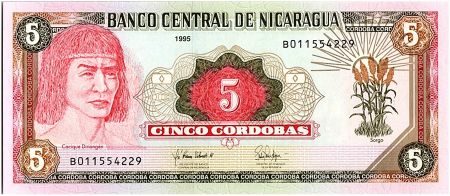 Nicaragua 5 Cordobas, Cacique Diriengen - 1995