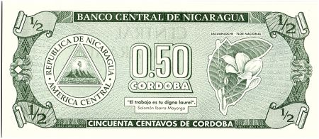 Nicaragua 50 Centavos,  Fransisco de Cordoba  - 1991