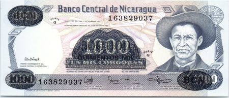 Nicaragua 500000 Cordobas sur 1000 cordobas, Général A. C. Sandino - 1987