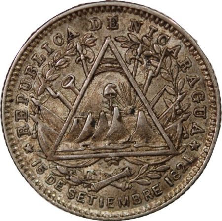 Nicaragua NICARAGUA - 10 CENTAVOS ARGENT - 1887, H HEATON