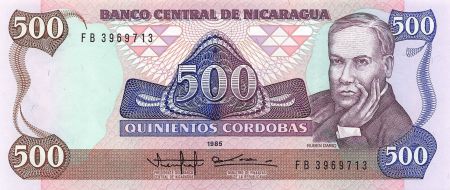 Nicaragua NICARAGUA  RUBEN DARIO - 500 CORDOBAS 1985 - P.NEUF