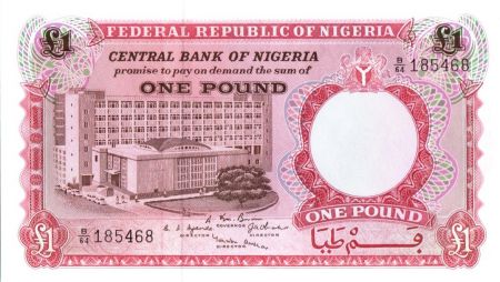 Nigeria 1 Pound - Bâtiment, travailleur agricole - ND (1967) - Neuf - P8