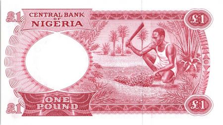 Nigeria 1 Pound - Bâtiment, travailleur agricole - ND (1967) - Neuf - P8