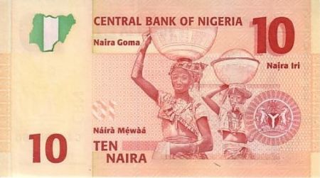 Nigeria 10 Naira Alvan Nikoku - Femmes, jarres - 2015