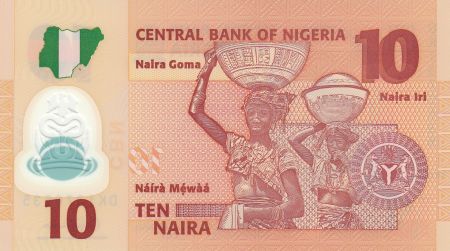 Nigeria 10 Naira Alvan Nikoku - Femmes, jarres - 2016 Polymer