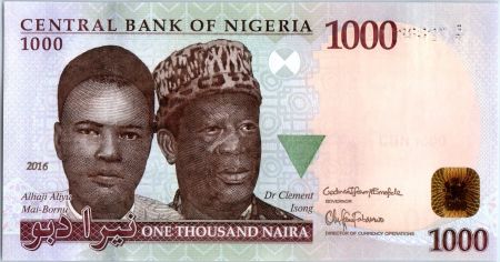 Nigeria 1000 Naira 2016 - Alhajo Aliyu Mai-Bornu, Dr Clement Isong