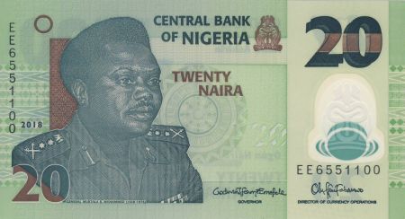 Nigeria 20 Naira - Général Muhammad, Potier - Polymer 2018 - Neuf