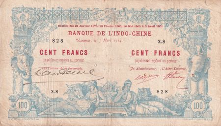 Nle Calédonie 100 Francs - Eléphants - 05-03-1914 - Série X.8 - Kol.409