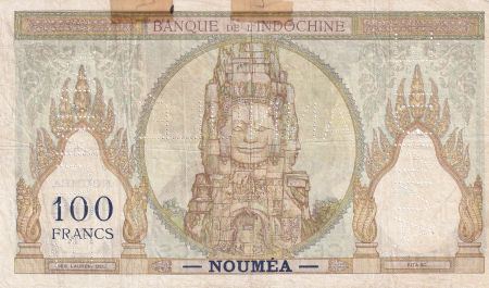 Nle Calédonie 100 Francs - Ruines d\'Angkor - Spécimen annulé - ND (1937-1967) - Série F.14 - Kol.415s