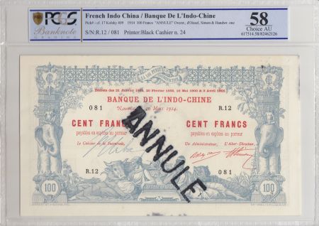 Nle Calédonie 100 Francs Eléphants 10-03-1914 - PCGS AU 58 - Série R.12