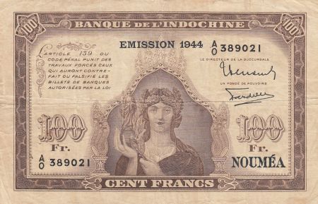Nle Calédonie 100 Francs Minerve 1944 - Série AO