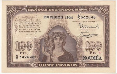 Nle Calédonie 100 Francs Minerve 1944 Spécimen - Neuf  PCGS 65 OPQ