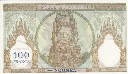 Nle Calédonie 100 Francs Ruines d\'Angkor - 1937 (1963) Spécimen n°148