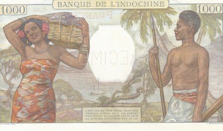 Nle Calédonie 1000 Francs, Femme assise - Spécimen 1937 (1953) - Série O.00/000