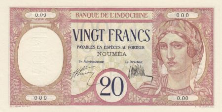 Nle Calédonie 20 Francs A Paon 1929 - Spécimen - Neuf