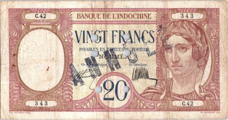 Nle Calédonie 20 Francs Au paon - Spécimen Caissier 93 - 1929