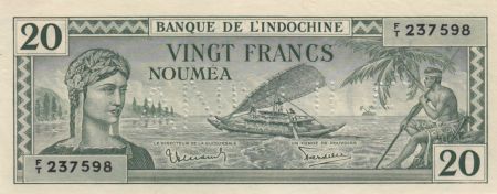 Nle Calédonie 20 Francs Impression australienne - 1944 - Annulé  - Neuf Série FT