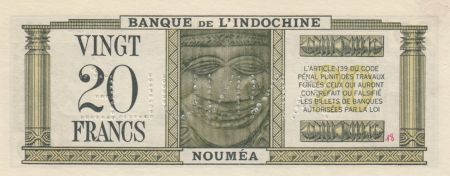 Nle Calédonie 20 Francs Impression australienne - 1944 - Annulé  - Neuf Série FT