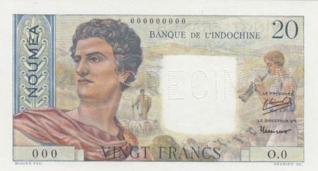 Nle Calédonie 20 Francs Jeune Berger - ND (1951) - Spécimen