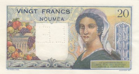 Nle Calédonie 20 Francs Jeune Berger - ND (1954) - Annulé - Série W.32